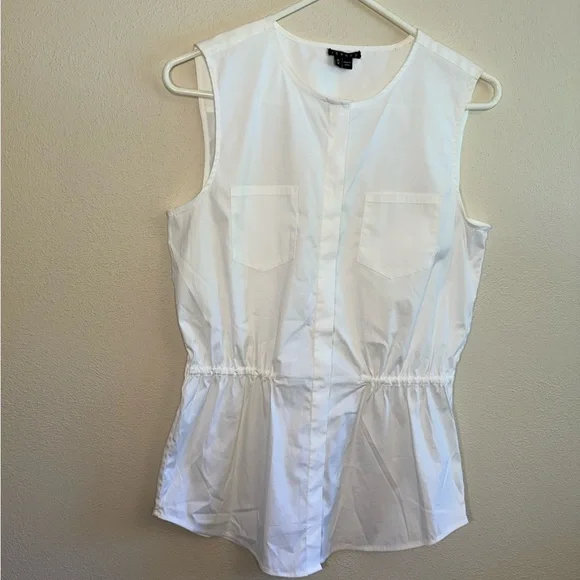 Theory Women's Kenan Gathered Luxe Sleeveless Button Down Blouse - Picture 8 of 16